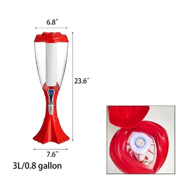 3L Beverage Tower Beer Dispenser With Ice Tube And Spigot 2
