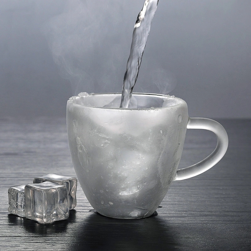 Custom 8 OZ Double Wall Heart shape Glass mug 6