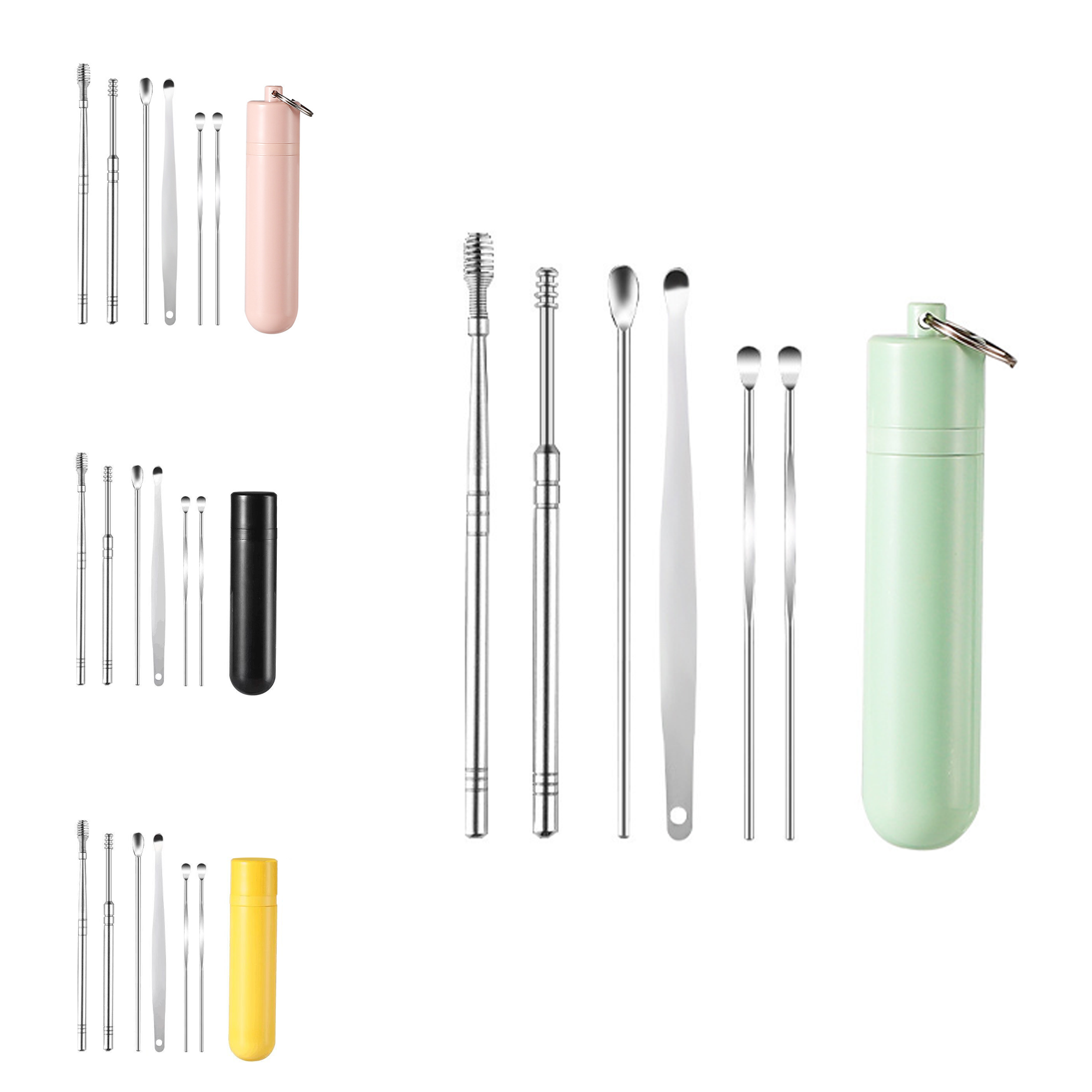 Stainless Steel 6Pcs Portable Ear Scoop Set W/ Storage Box 2