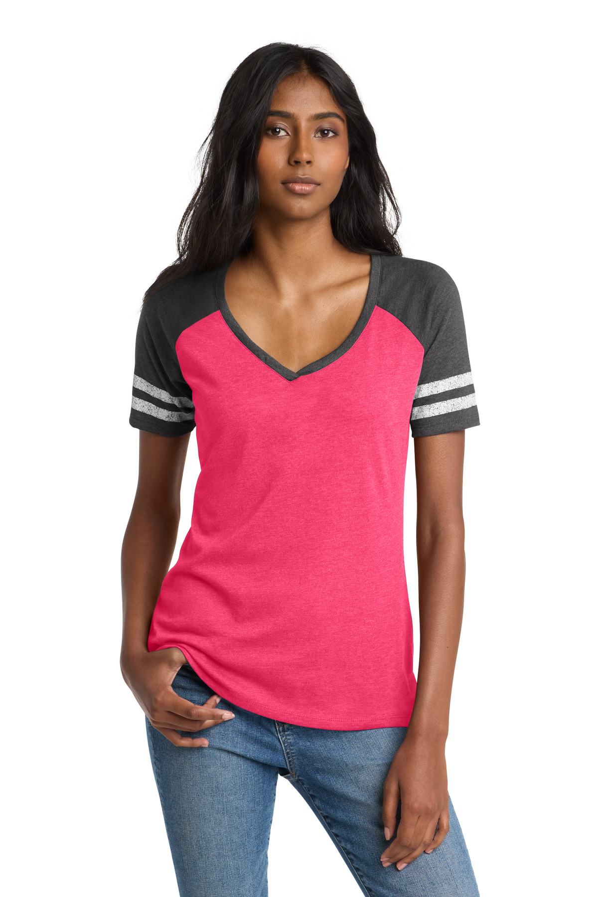 District Women's Game V-Neck Tee. DM476 32