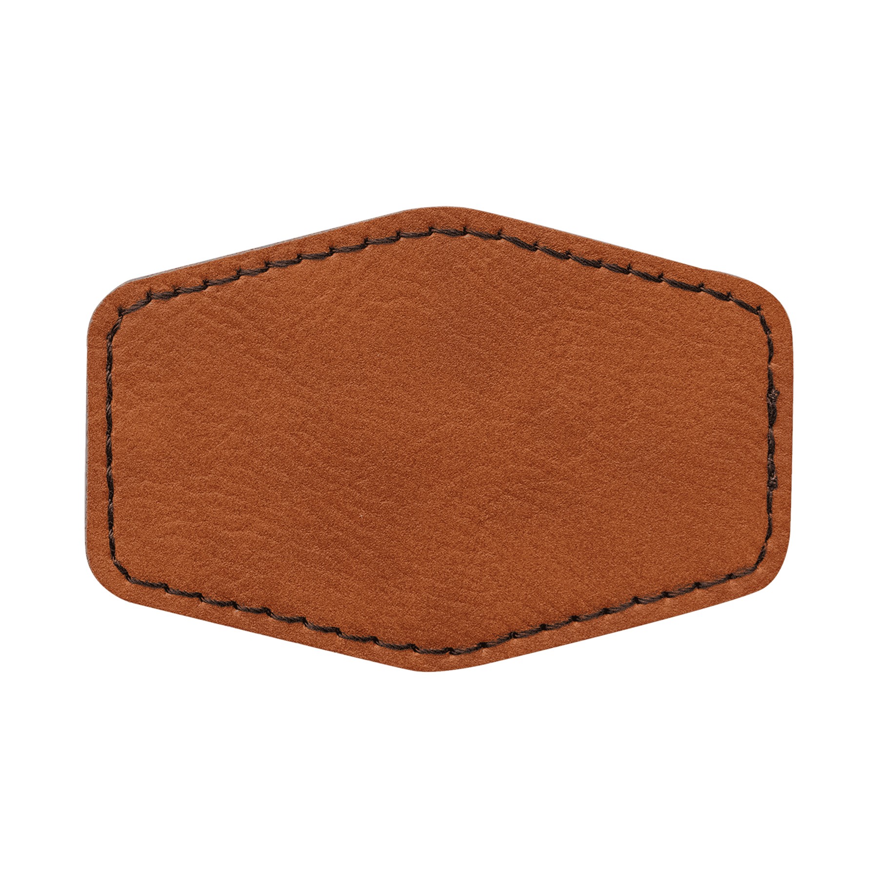 3" x 2" Rawhide Leatherette Hexagonal Patch with Adhesive 2