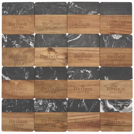 Black Marble and Wood Coaster Set 25