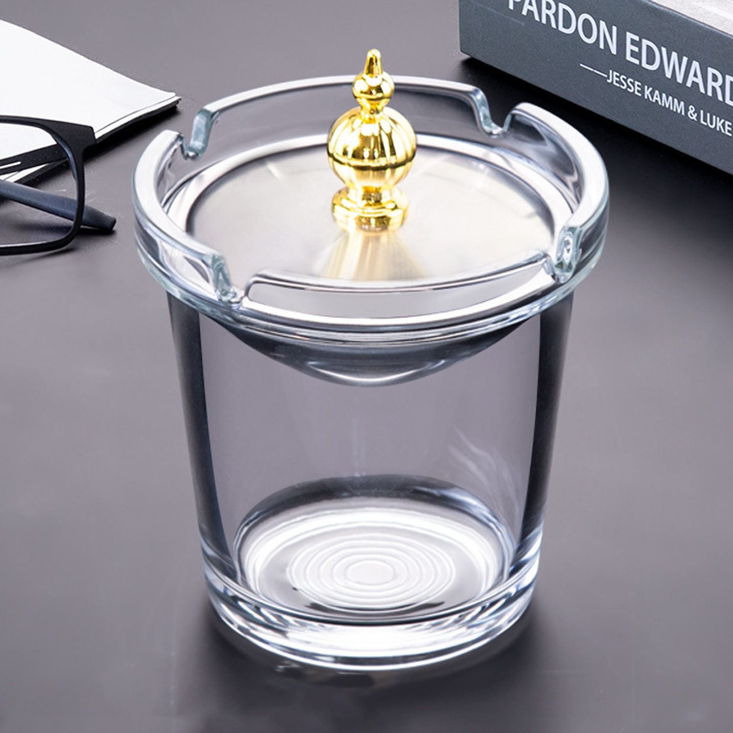 Funnel Lid Heat Resistant Glass Ashtray 6