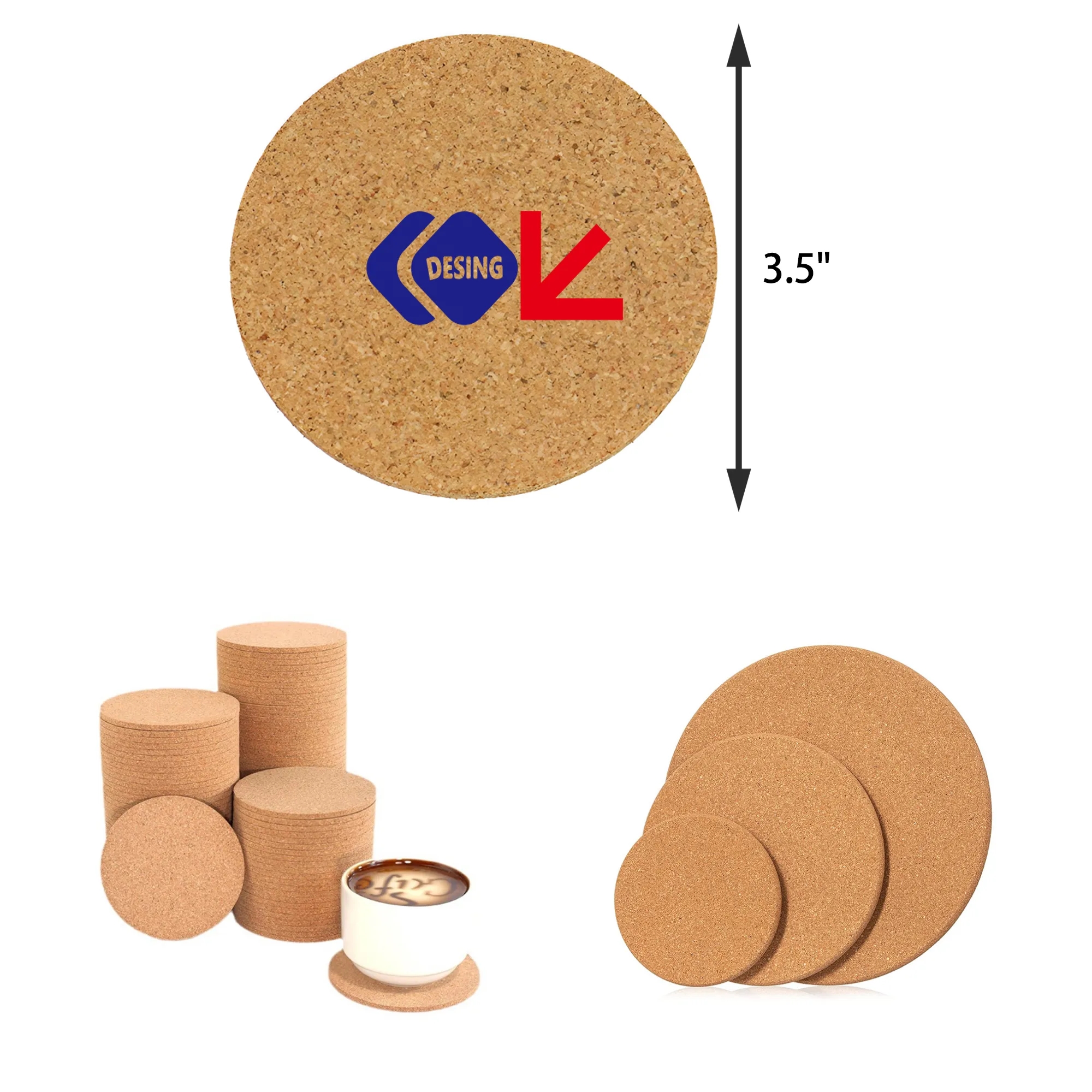 MOQ 50 PCS Round Corkwood Coaster 2