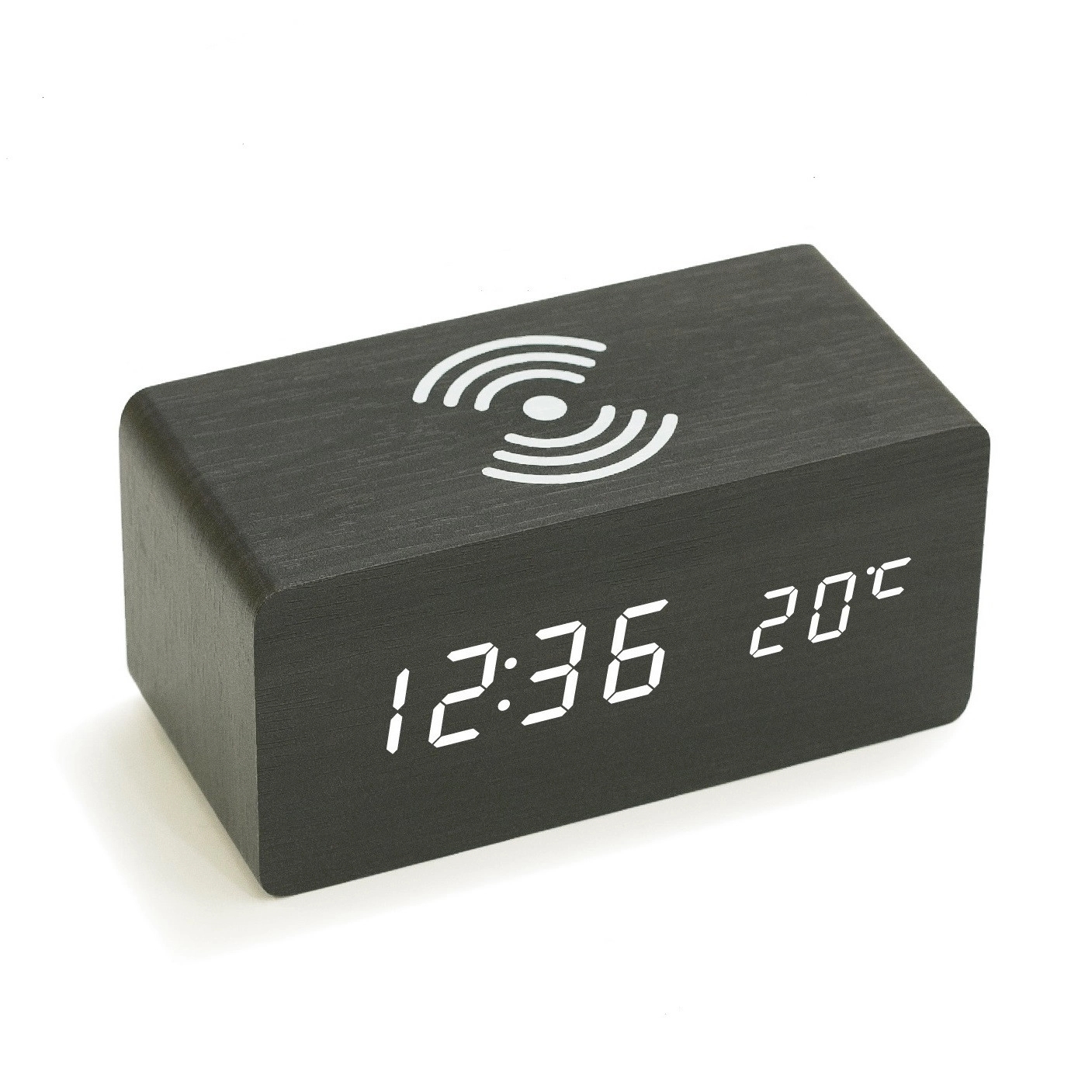 Wooden Alarm Clock with Wireless Charging 4