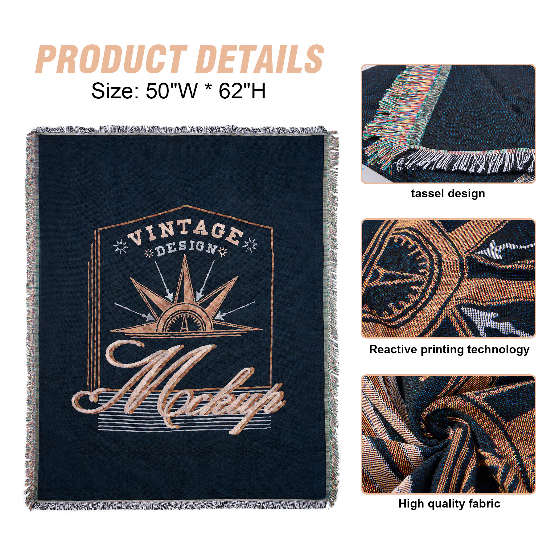 Woven Tapestry Throw Blanket -50" X 62" 4