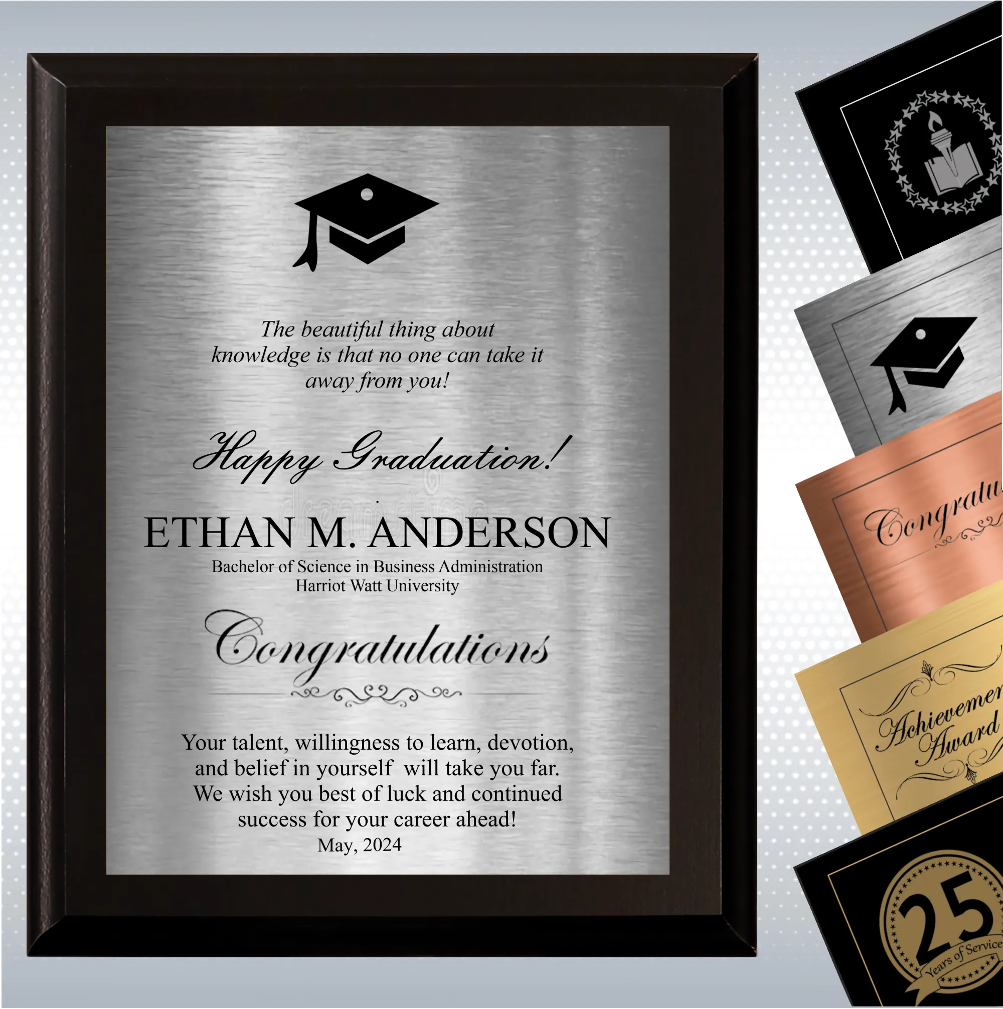 Black Matte Plaque Graduation Gift Award 4