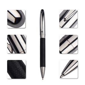 Weaved PU Leather Barrel Metal Pen 3