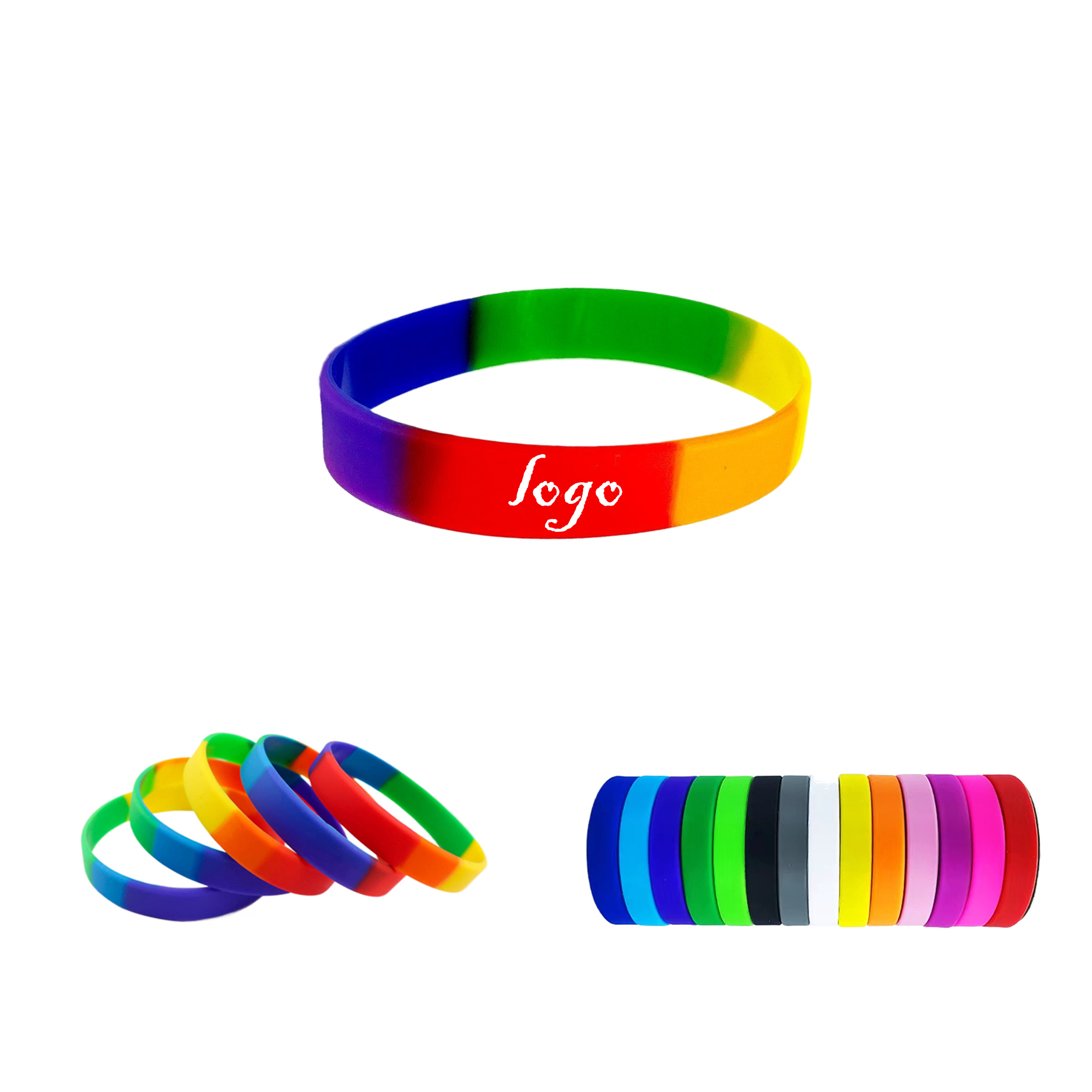 MOQ100 Rainbow Silicone Bracelets for LGBTQ Support 3