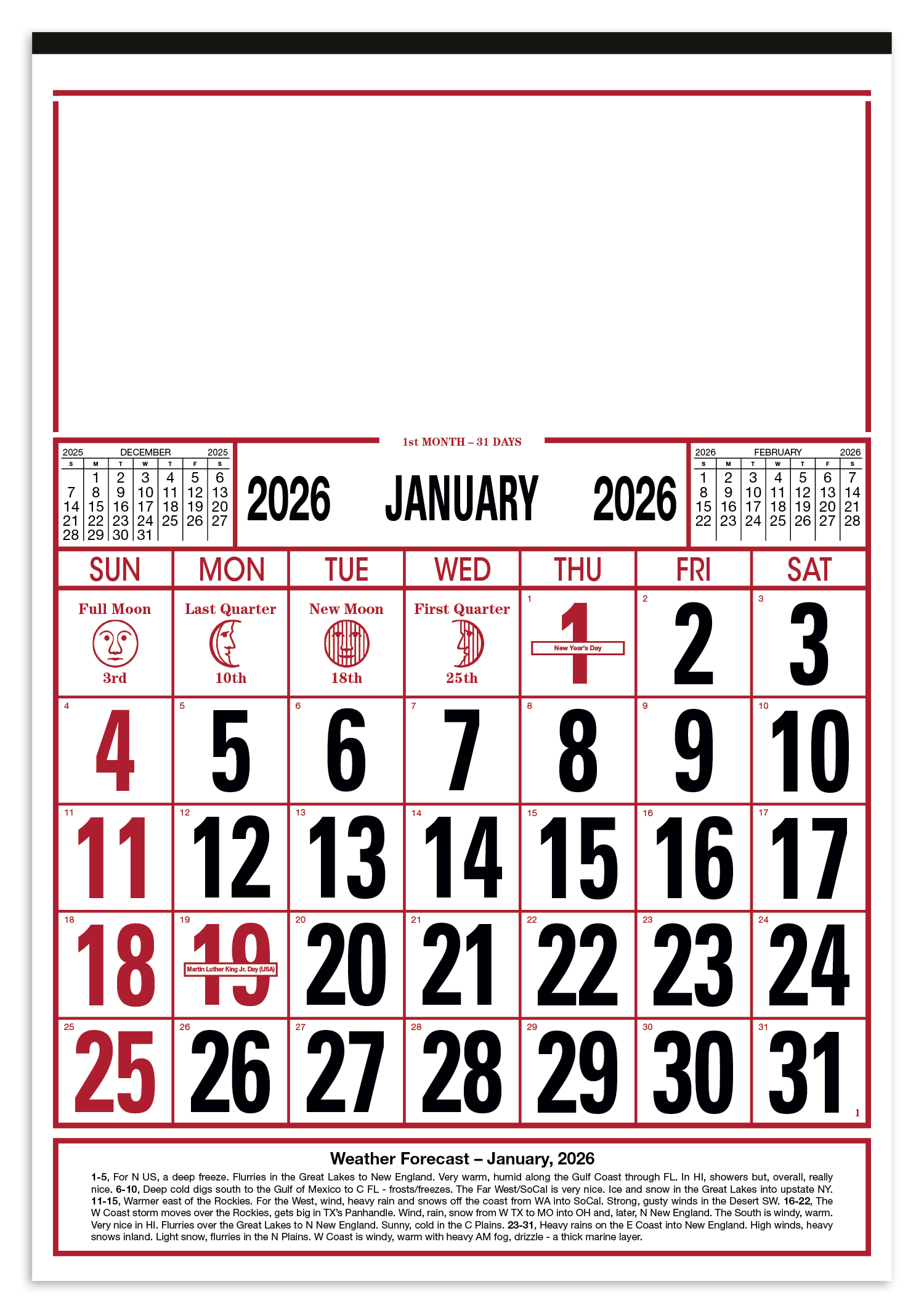 Skinner & Kennedy® Commercial 12-Sheet Calendar 1