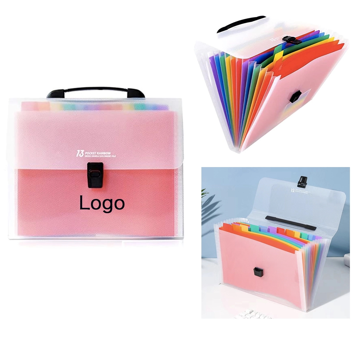 13 Pocket Rainbow Expanding File Folder With Handle 1