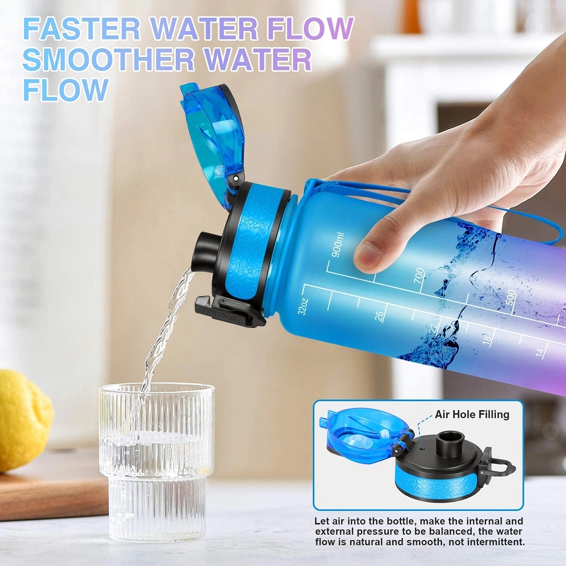 32oz Sports Water Bottle with Time Marker 2