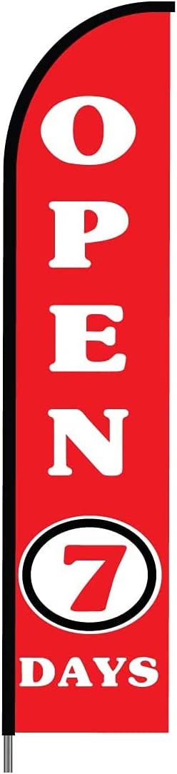 Open 7 Days Sign Banner 15ft feather banners Swooper Flag Kit - Red 6
