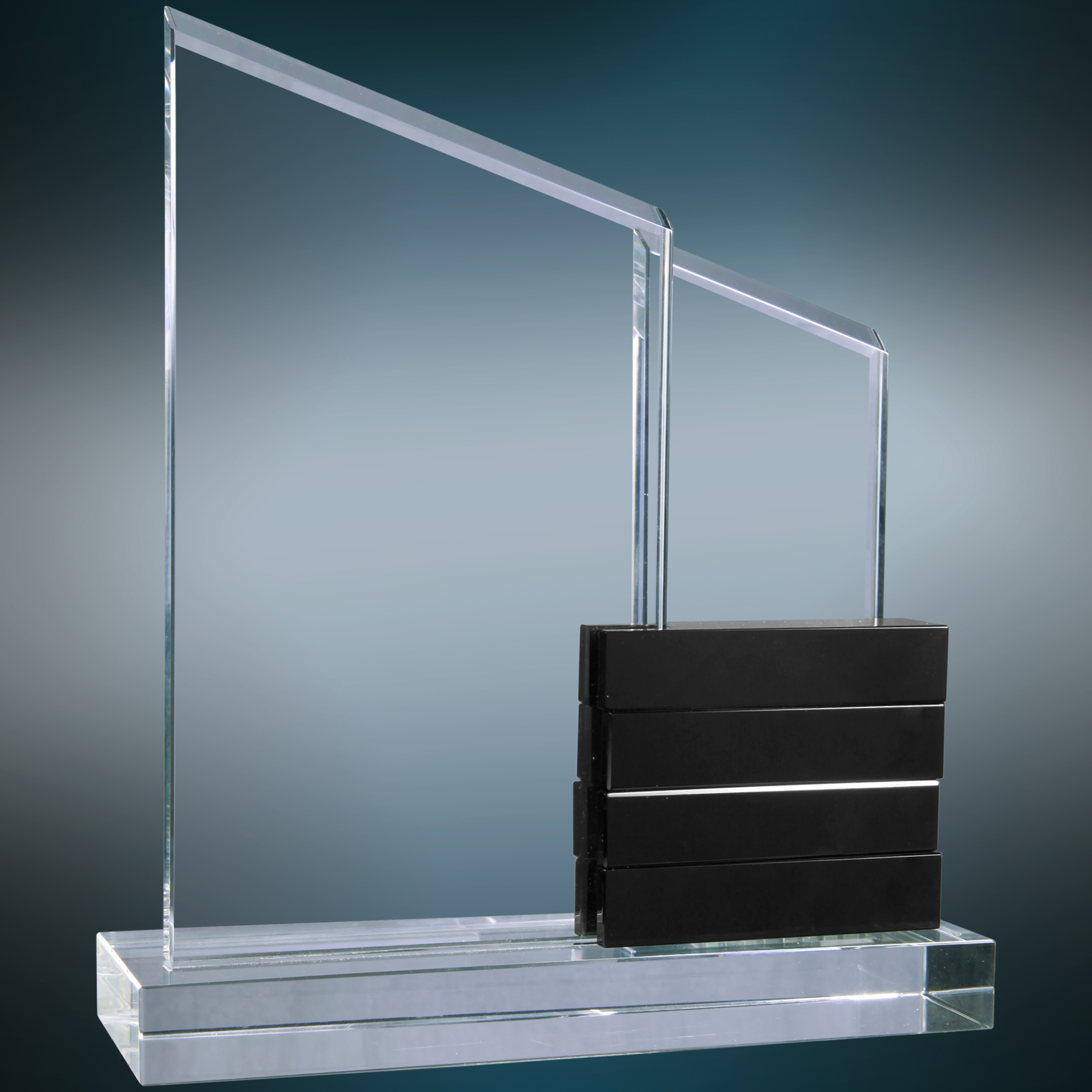 8" x 9" Crystal Perpetual Standup Plaque with 4 Black Crystal Blocks Award 3