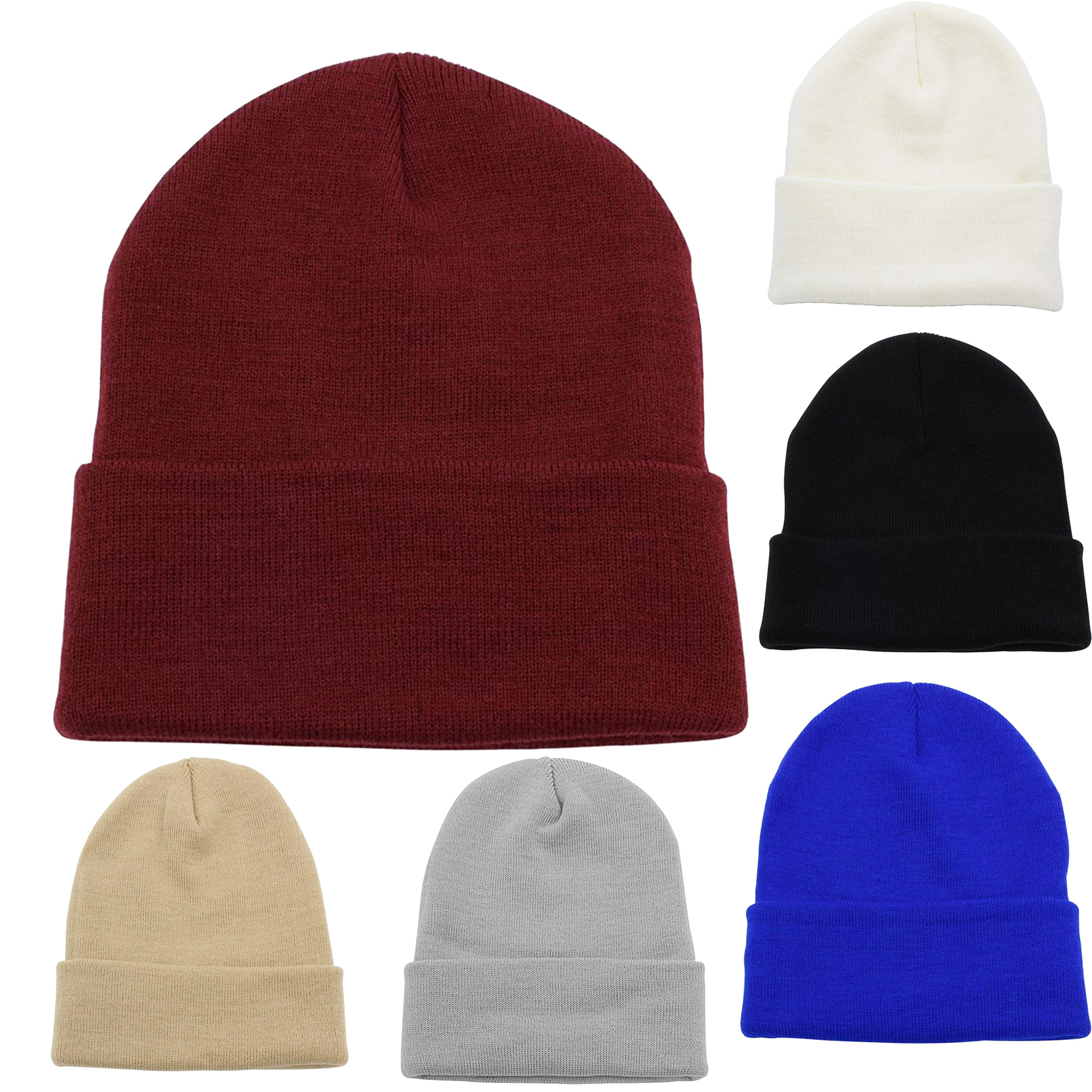 Unisex Cuffed Plain Skull Knit Hat Cap 2