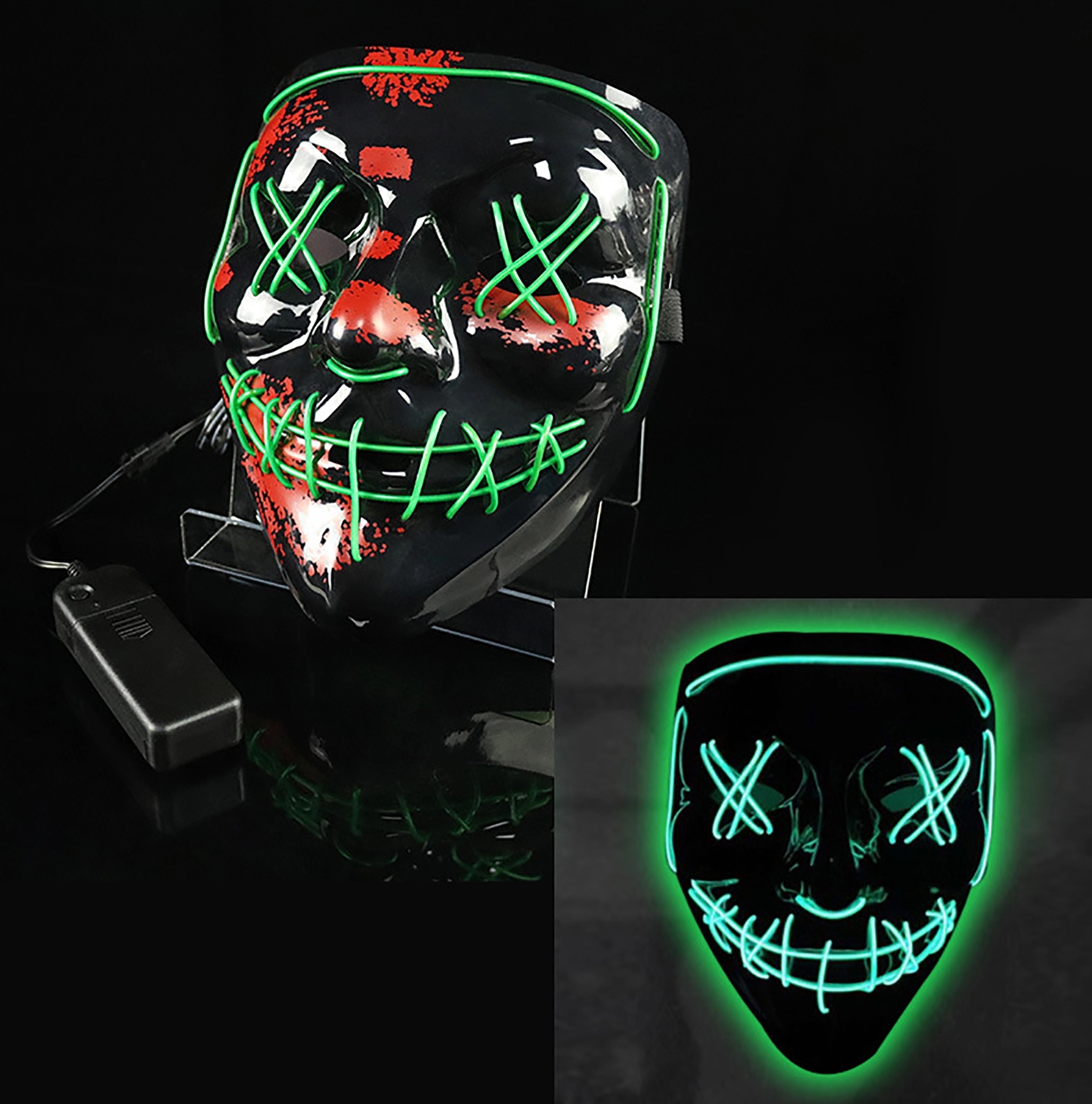 Scary LED Halloween Mask Cosplay Light Up for Men Women Kids 13