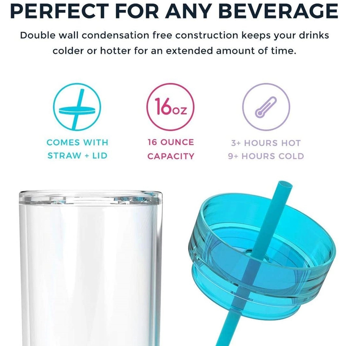 16Oz Double Wall Skinny Acrylic Tumblers With Lid And Straw 4