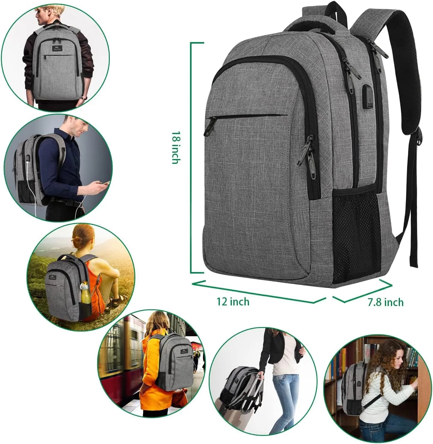 Travel Laptop Backpack with USB Charging Port 7