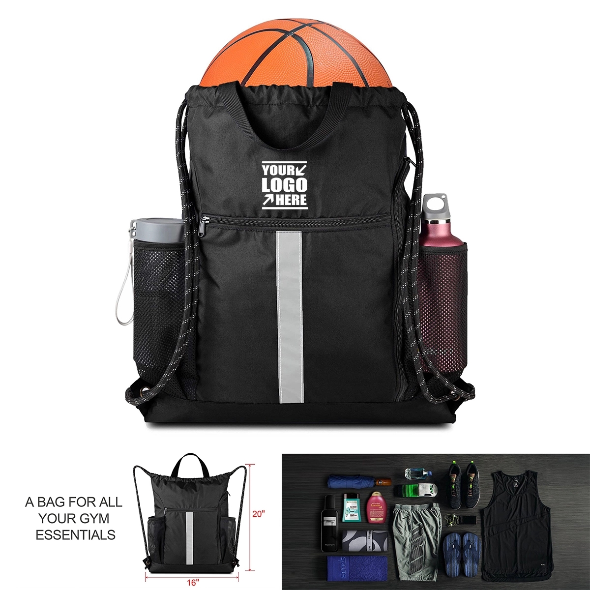 Drawstring Backpack Bag with String Sackpack 3