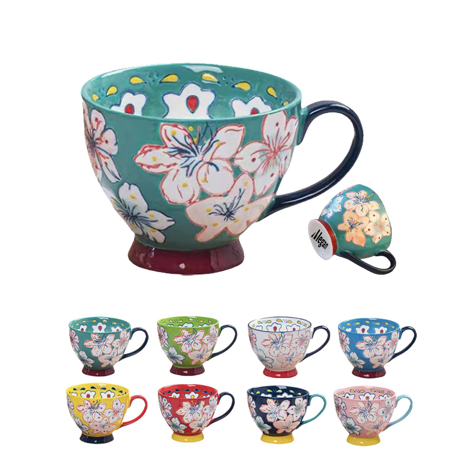 17oz Hand-Painted Vintage Breakfast Ceramic Water Cup 2