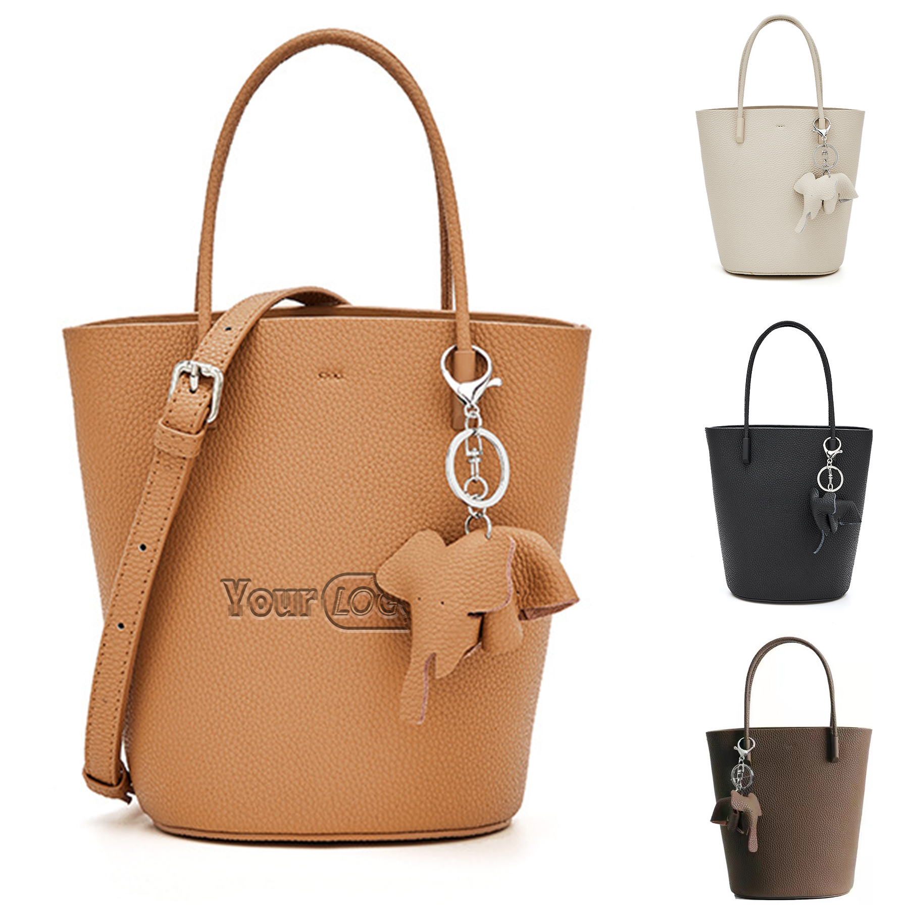 Genuine Leather Hobo Bucket Tote Purse  For Women, custom tote bag with logo imprint 2