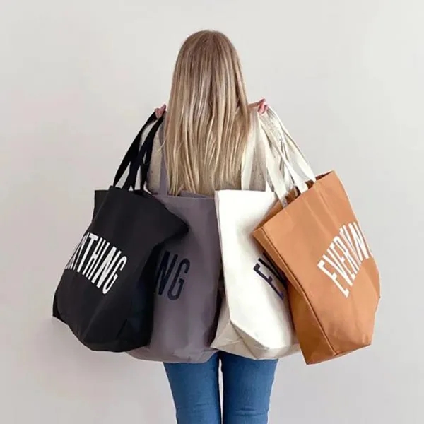 Large Eco-Friendly Canvas Tote Bag for Sustainable Shopping, custom tote bag with logo imprint 5