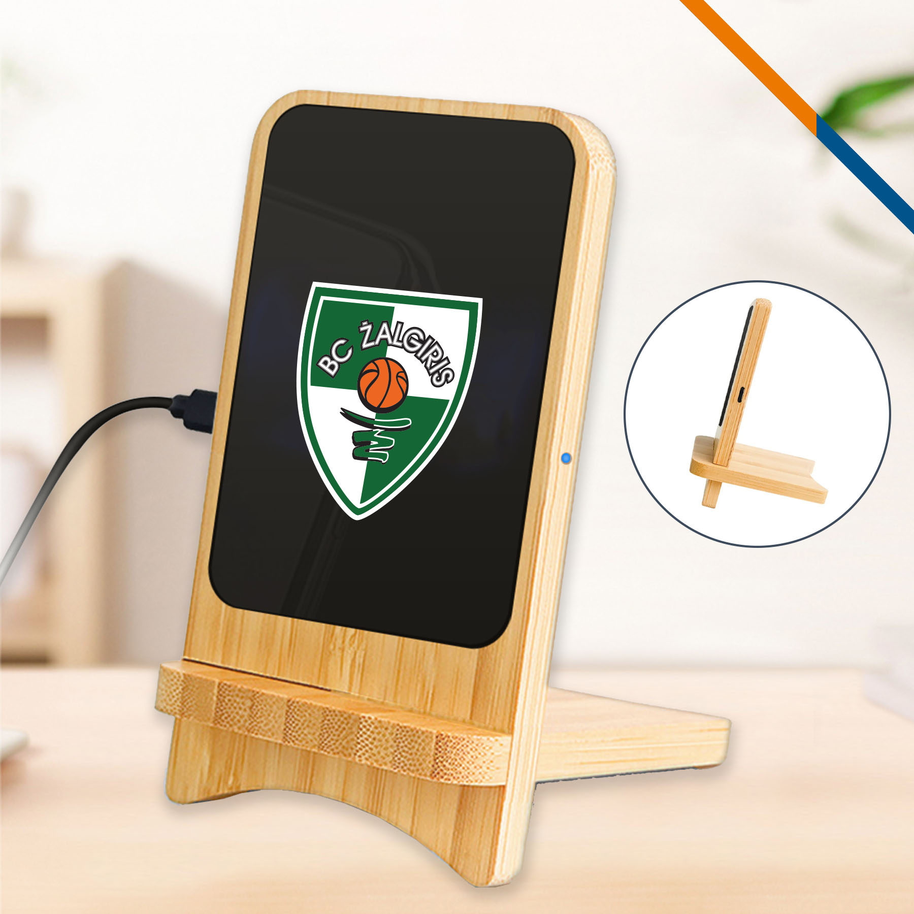 Lionel Light up Bamboo Wireless Quicker Charger Stand 8