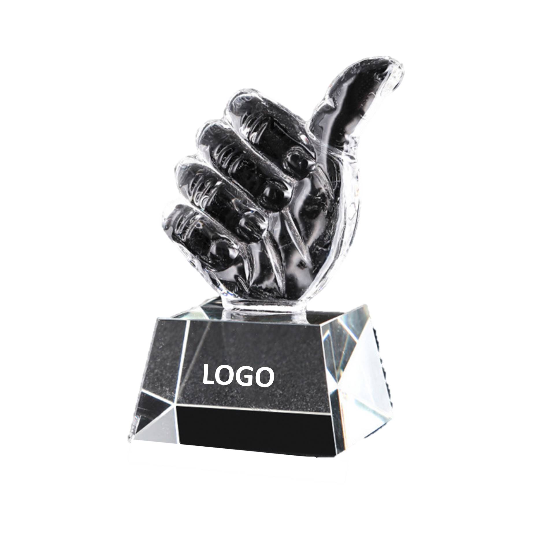 Thumb Up Crystal Prize Glass Trophy 2