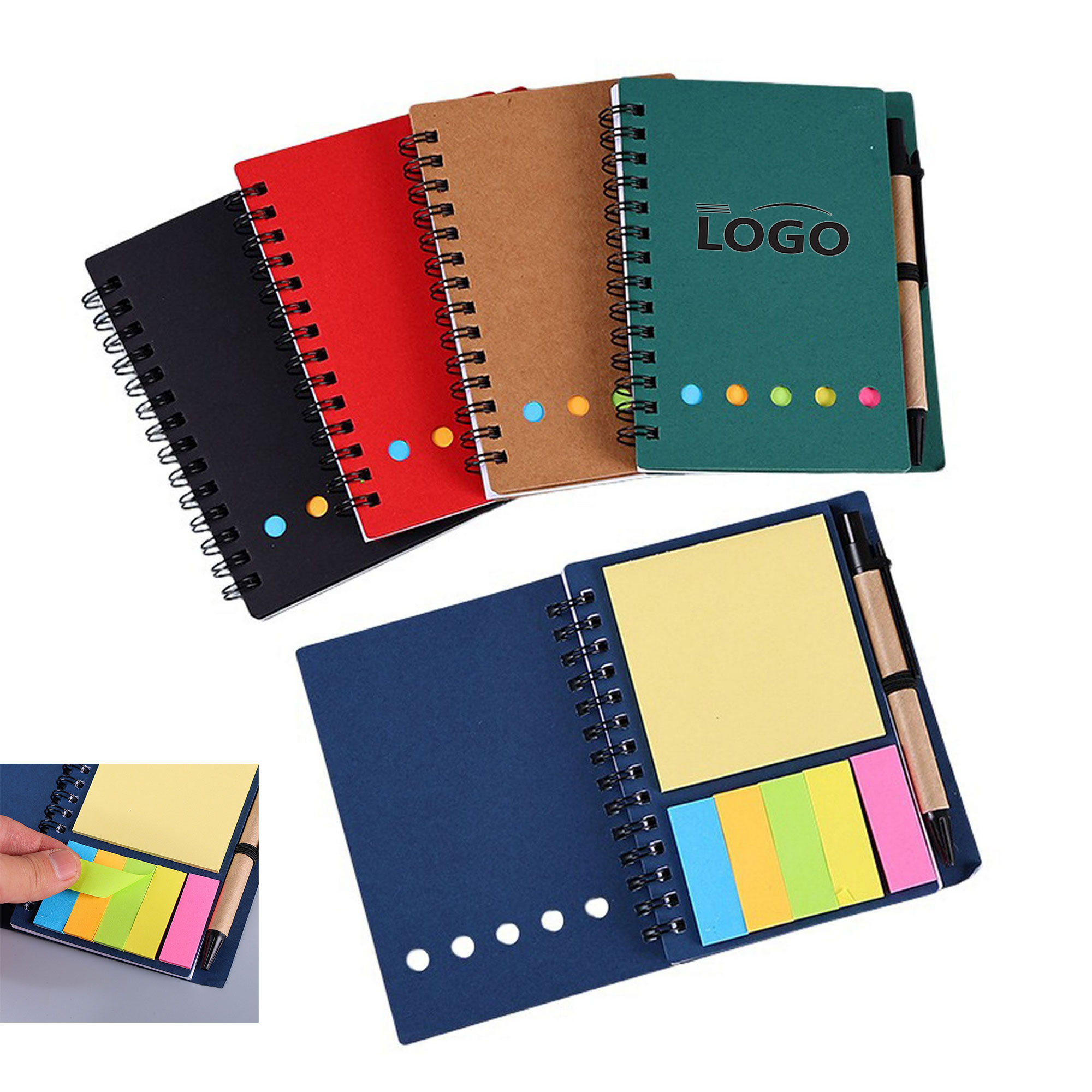 Spiral Notebook With Sticky Notes Pens 2