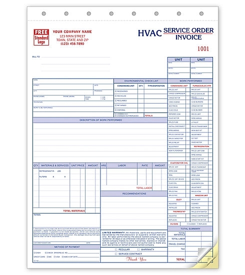 HVAC service orders / invoices 1