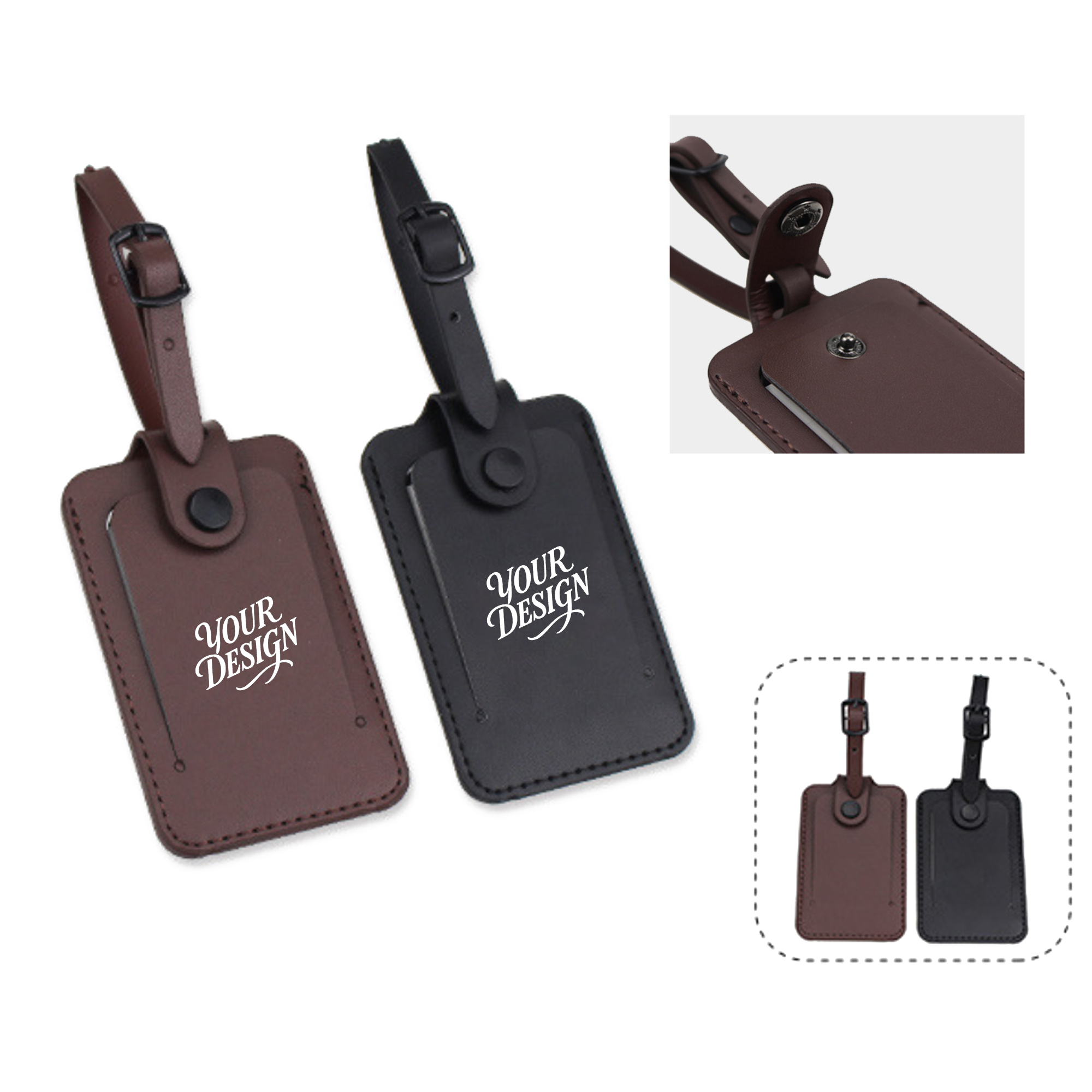 Custom PU Snap-Closure Luggage Tag 2
