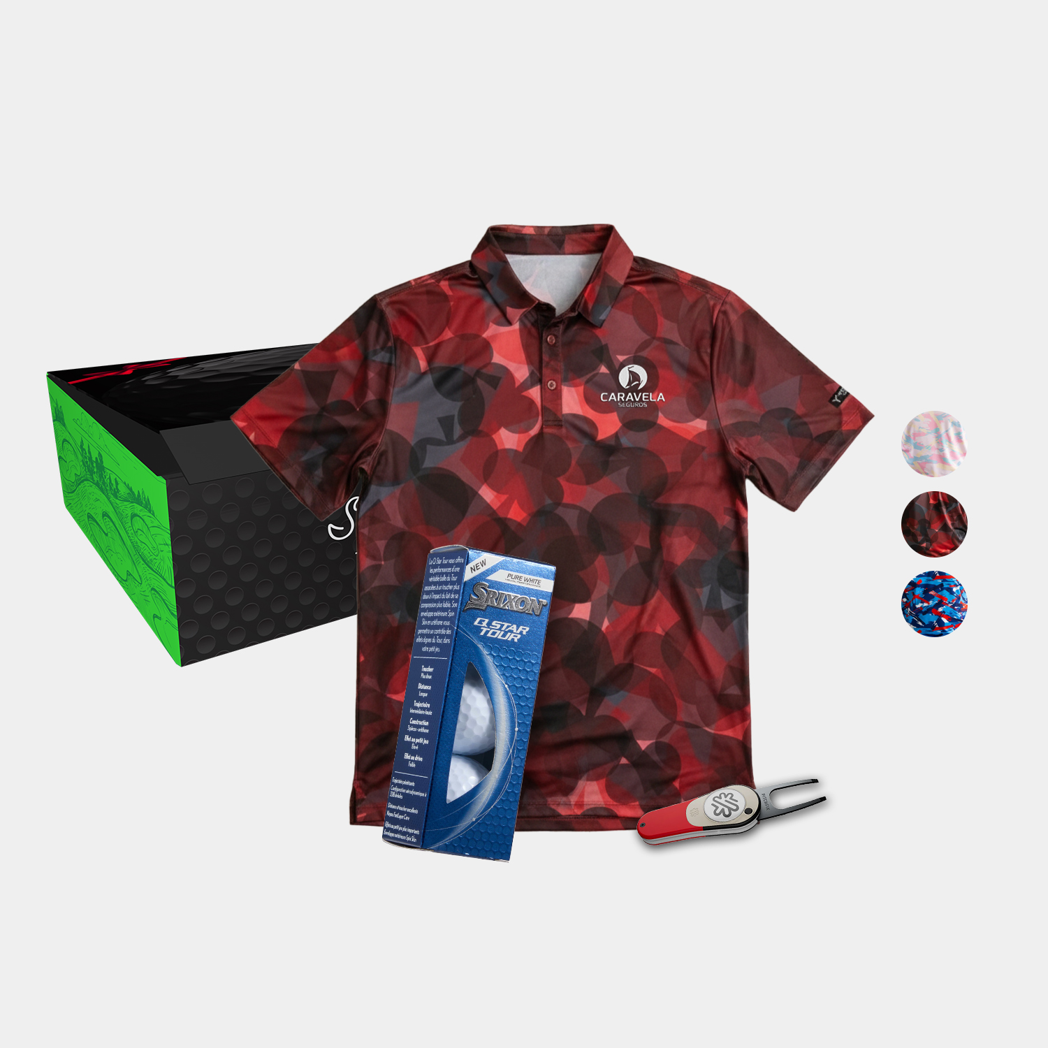 YATTA Golf® Freedom Men's Polo Shirt, Srixon® Golf Balls & Pitchfix® Icon Divot Tool Gift Set 8