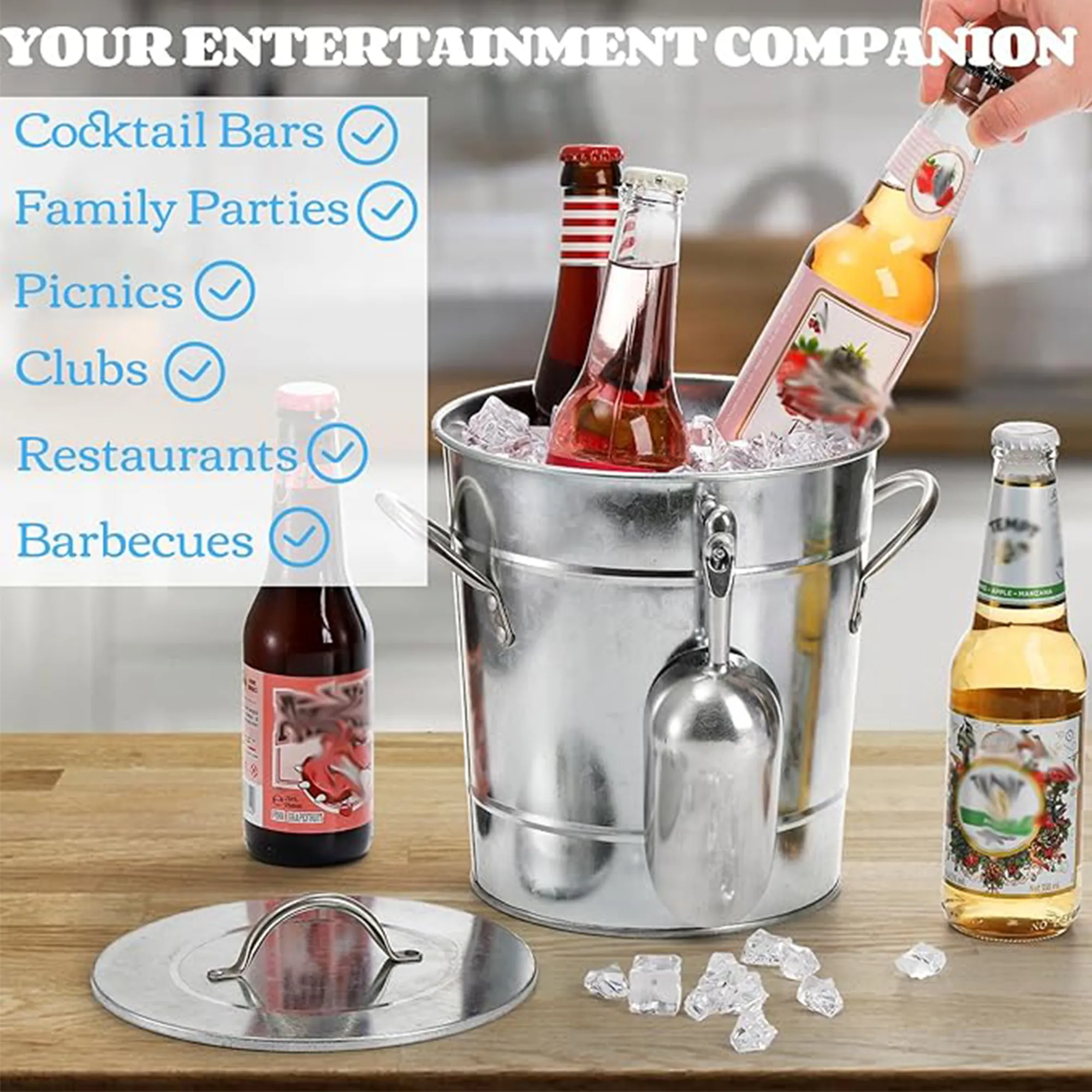 Ice Bucket with Spoon Lid, for Parties LOGO Customization 4