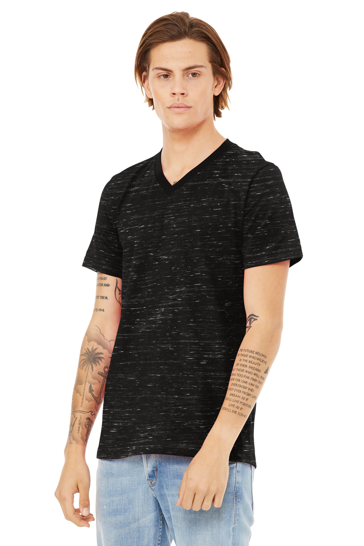 BELLA+CANVAS Unisex Textured Jersey V-Neck Tee BC3655 14