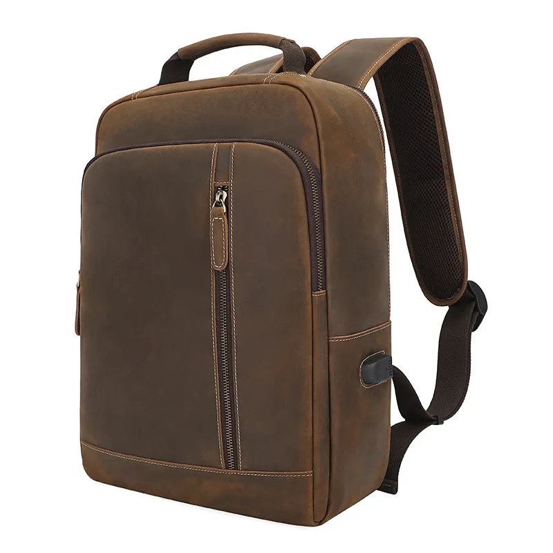 Custom 15 Inch Laptop Backpack Genuine Leather 3
