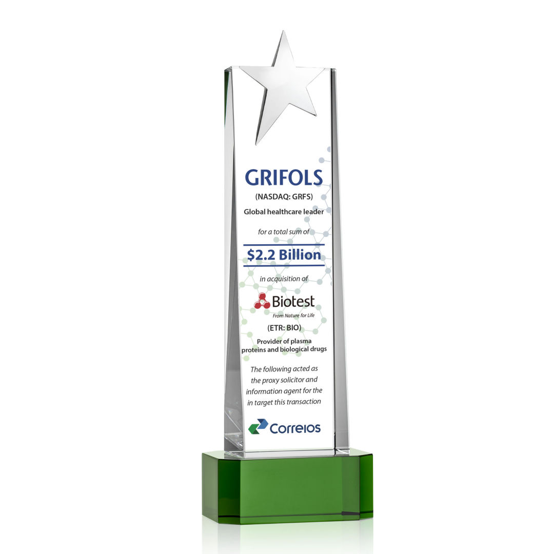 Fanshaw Silver Star VividPrint™ Award On Base - Green 6
