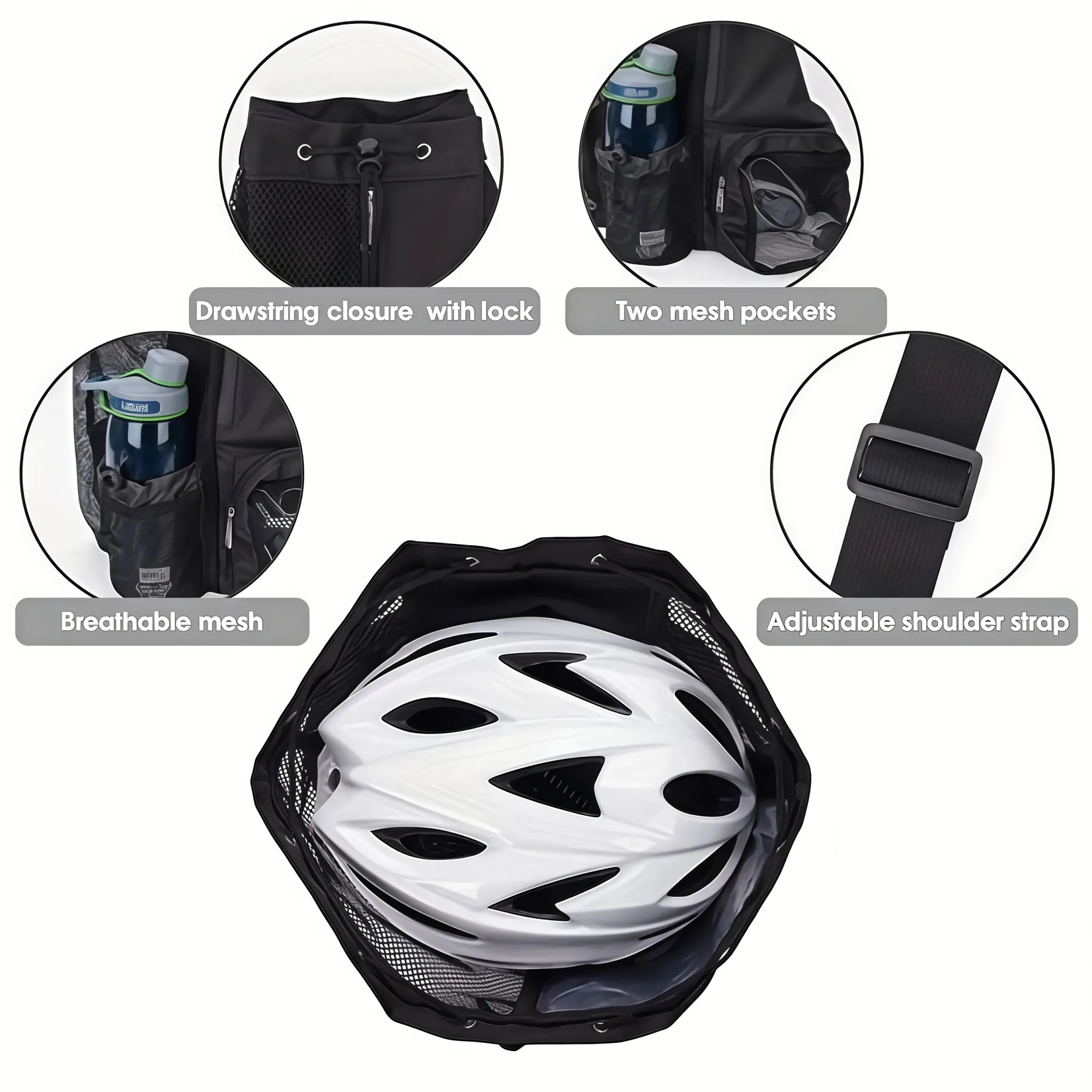 Mesh Drawstring Backpack For Swimming Beach Pool 3