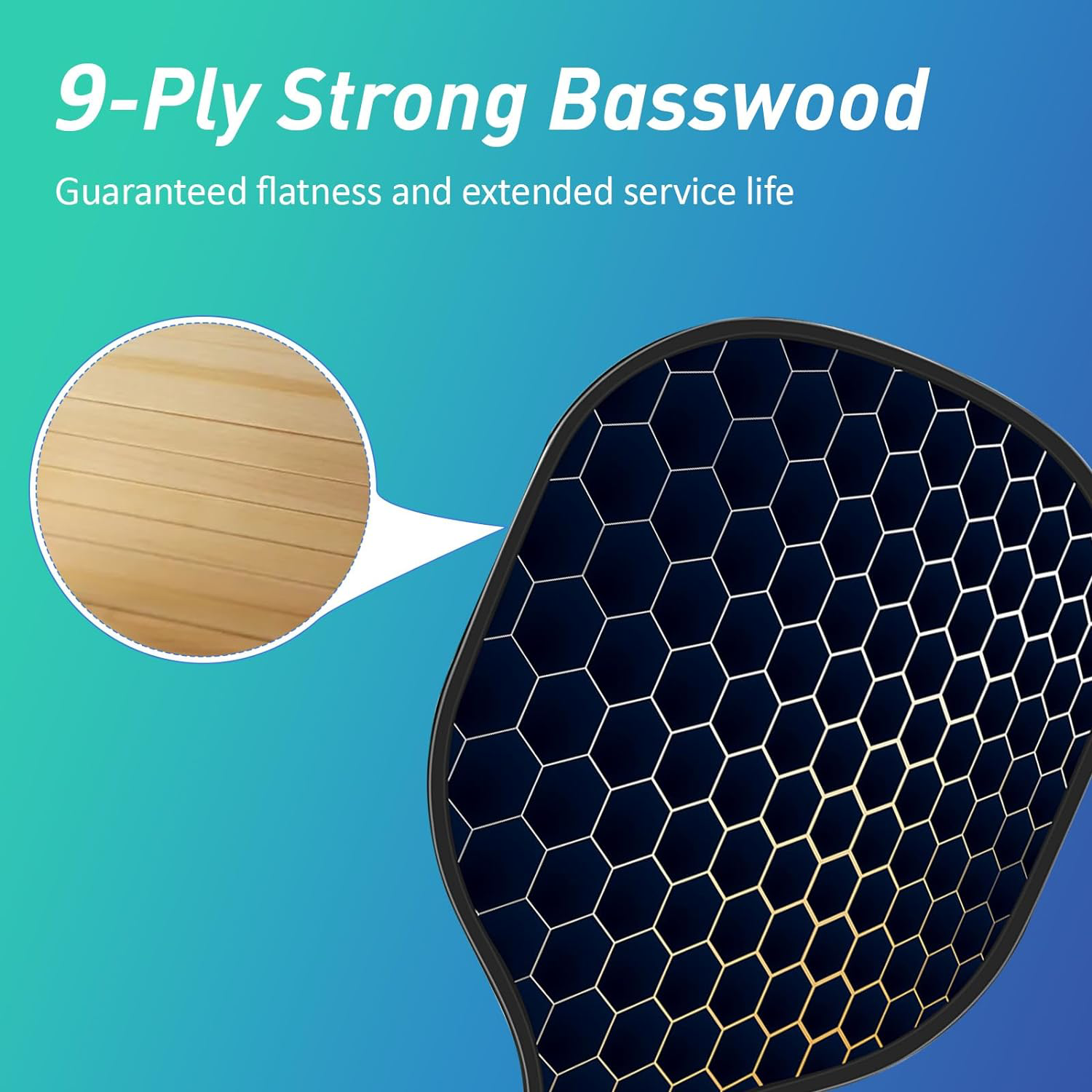 Wooden Pickleball Racket Paddle & Ball Set w/ Drawstring Bag 2