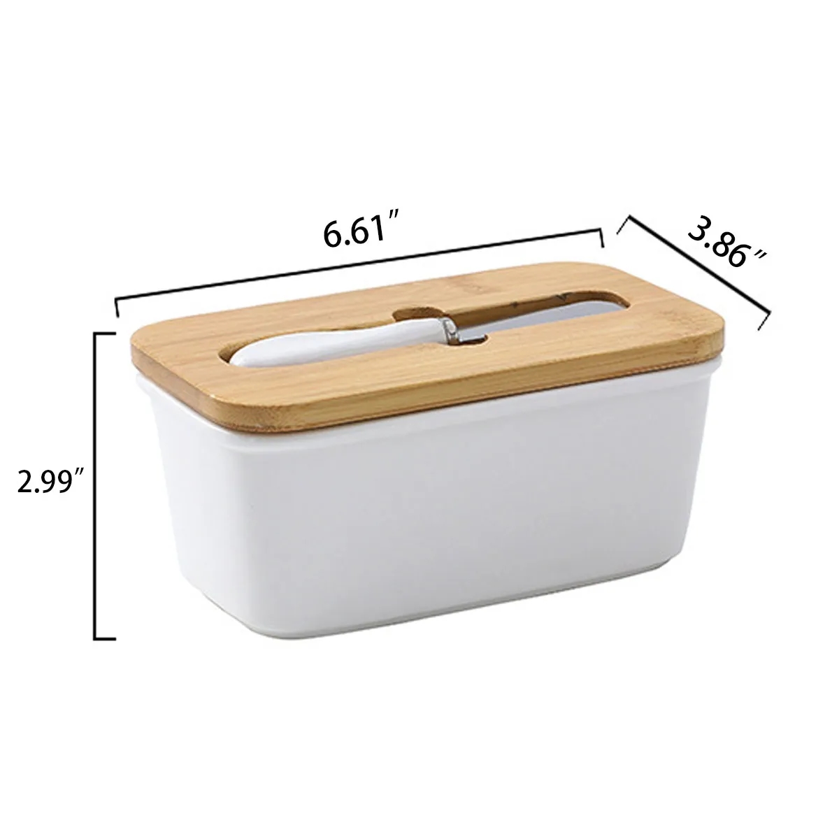 Kitchen Ceramic Butter Dish with Bamboo Lid & Knife 4