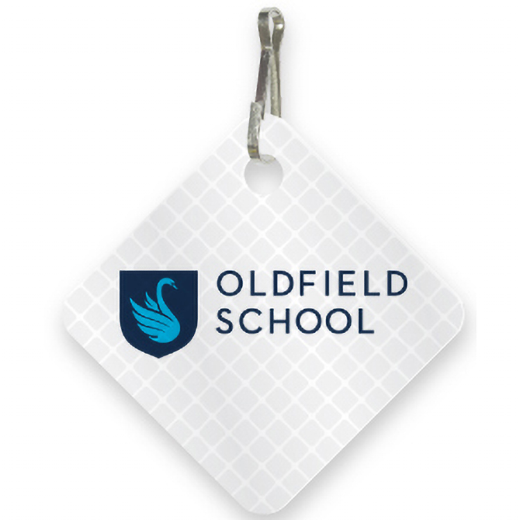 Ultra Reflective White Bag Tag Diamond shape 2" x 2", High resolution 4 colour process