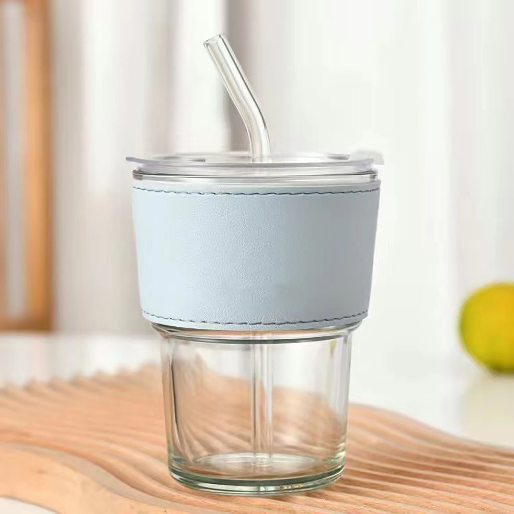 13 oz. Glass Cup With Lid And Straw 2
