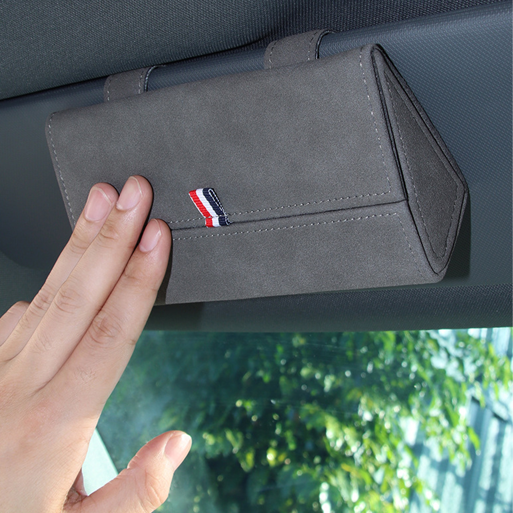 Suede Car Mounted Glasses Case 4