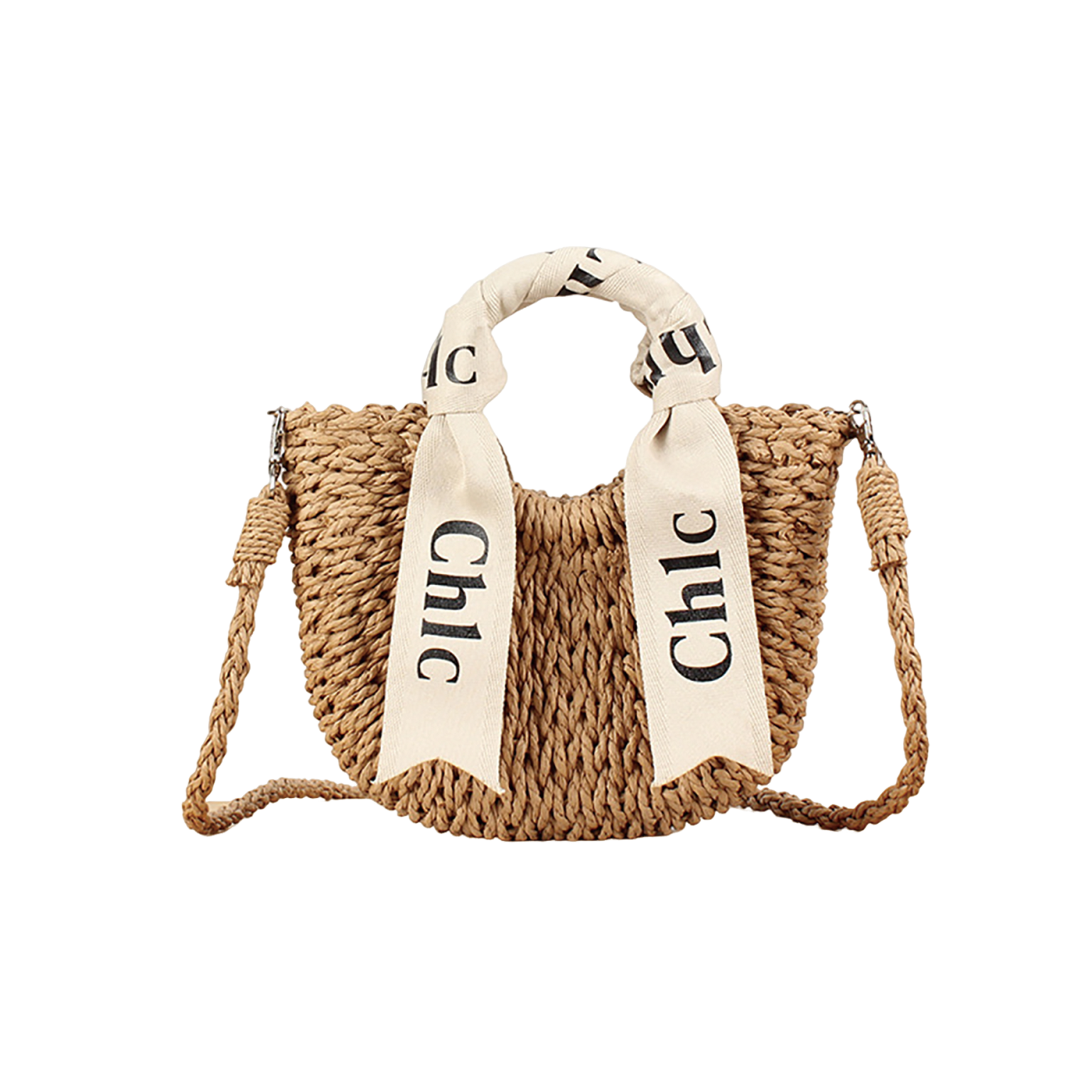 Women's Woven Handbag Crossbody W/ Ribbon 4