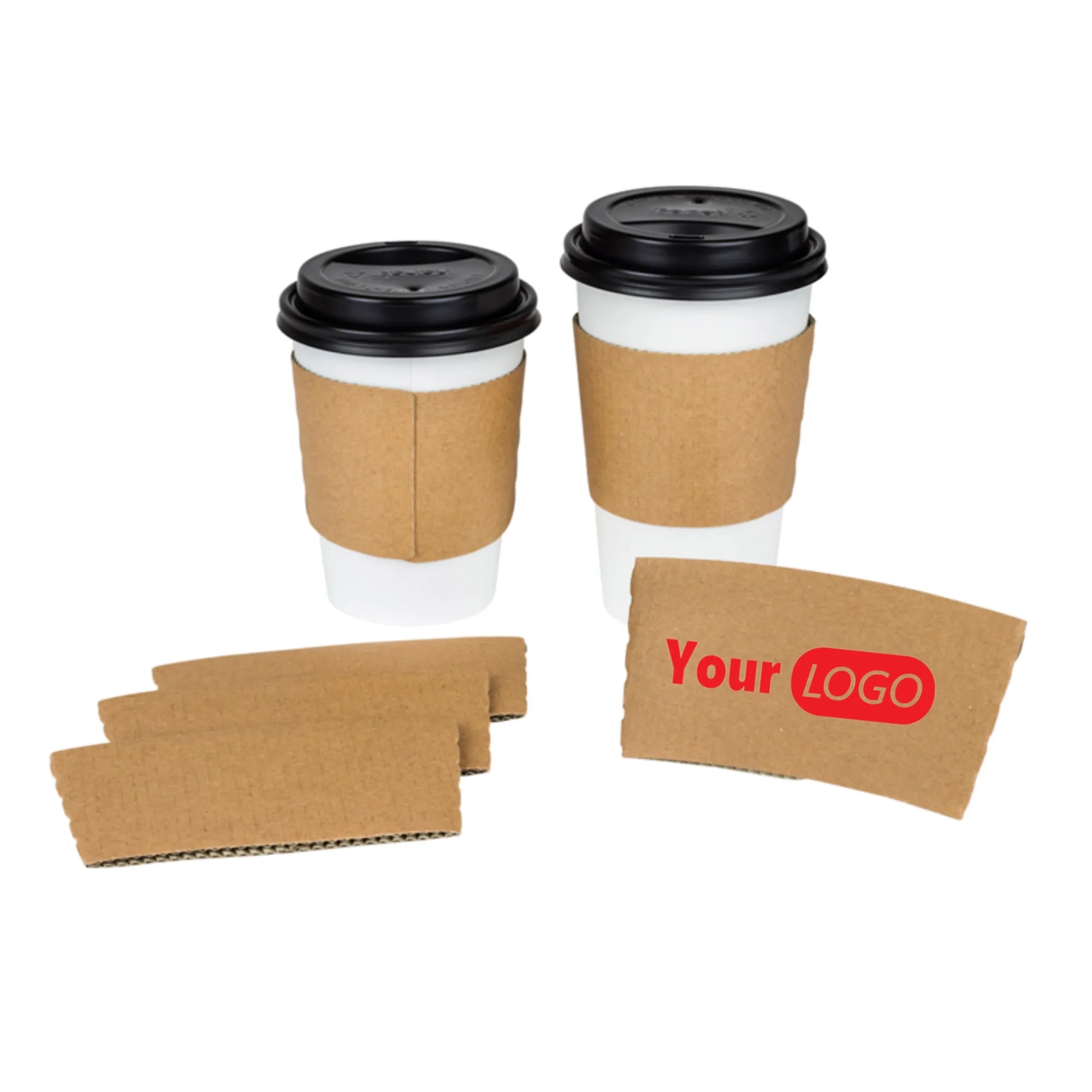 Custom Full Color Logo Kraft Disposable Coffee Cup Sleeves 3