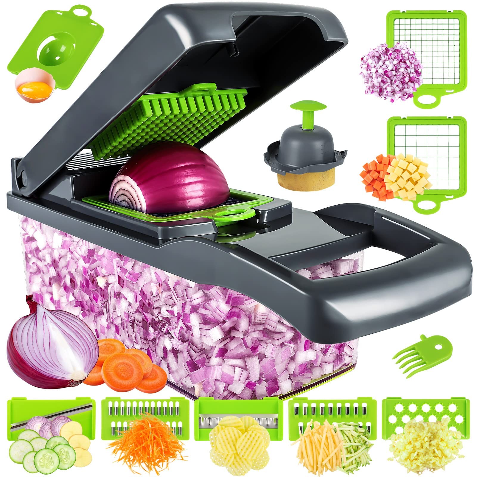 Vegetable Chopper Pro, Multifunction 13 in 1 Food Chopper, Kitchen Vegetable Slicer Dicer Cutter 2