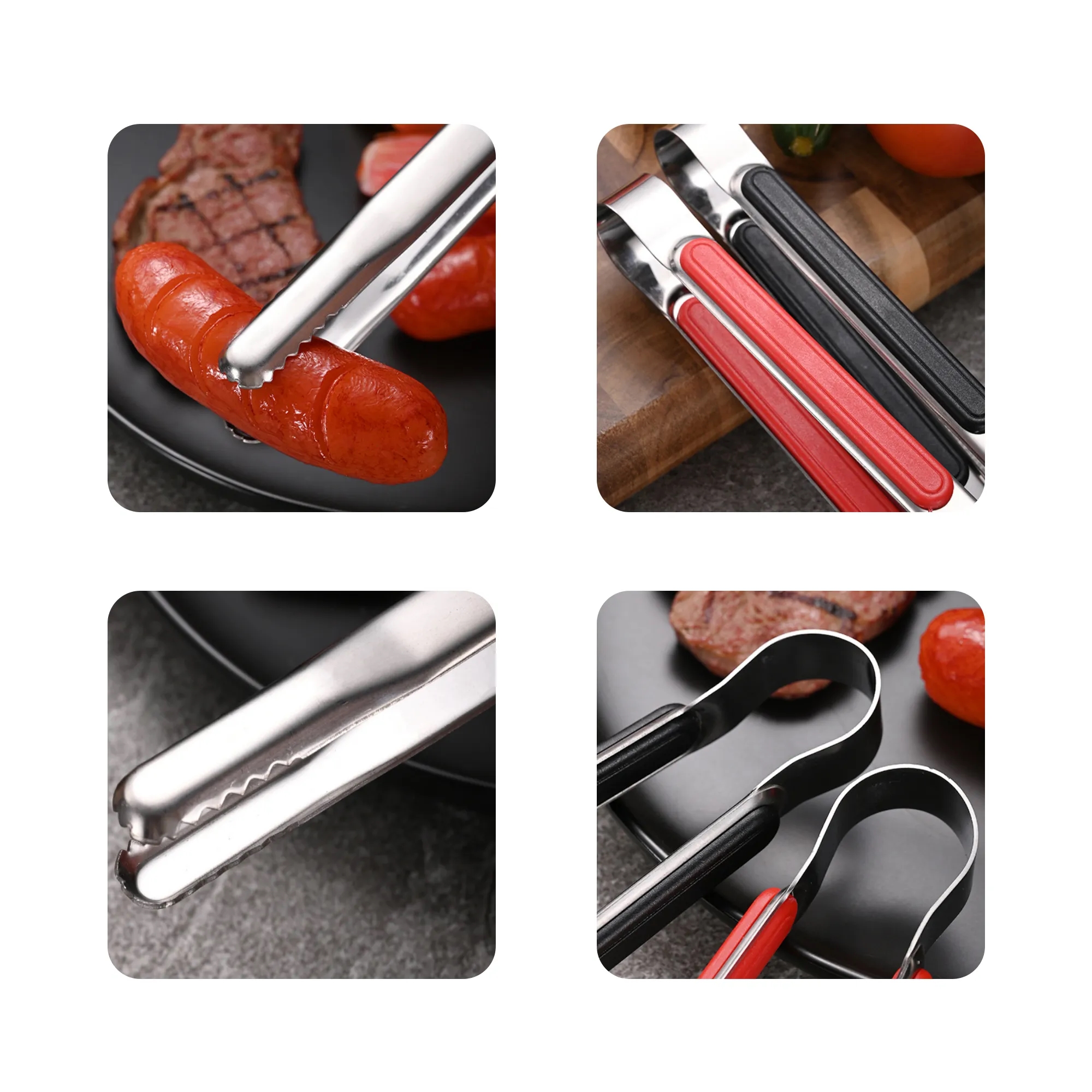 MOQ 50 PCS Thicken Stainless Steel BBQ Food Clamp 4