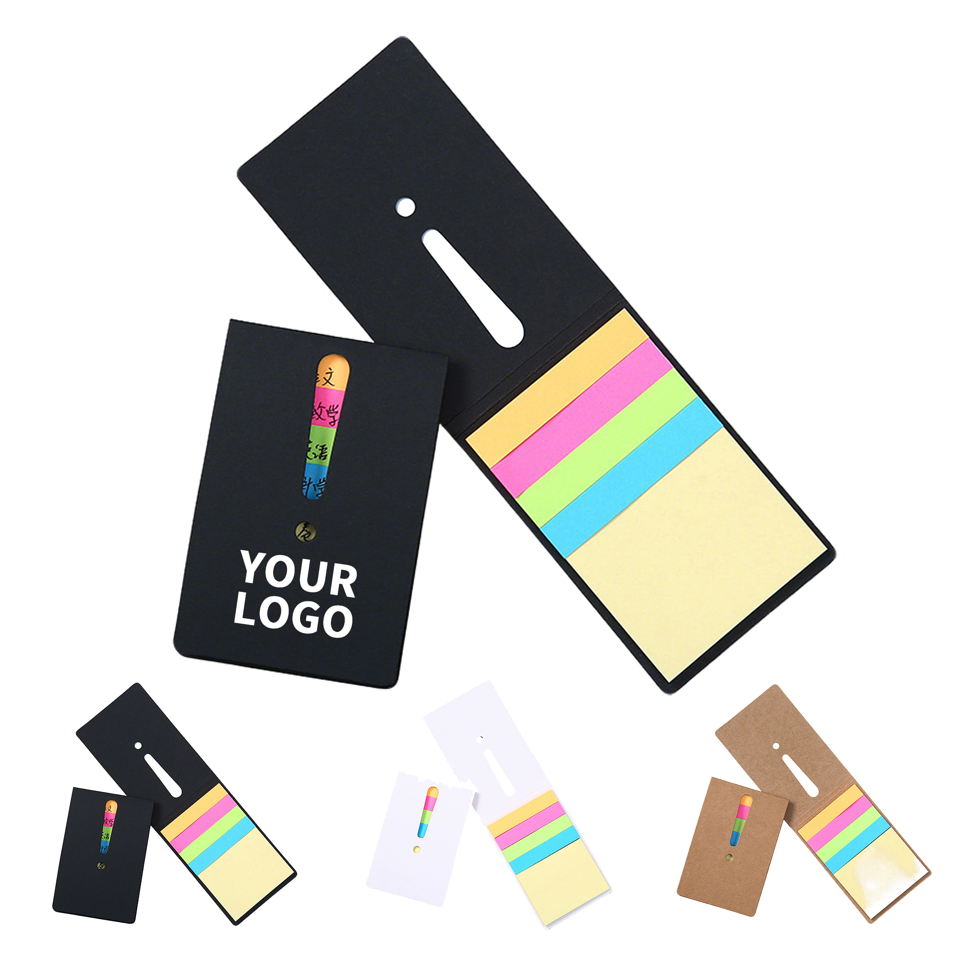 Kraft Cover Flip Top Memo Pad With Multi Color Sticky Note 4.1" X 2.8" 4