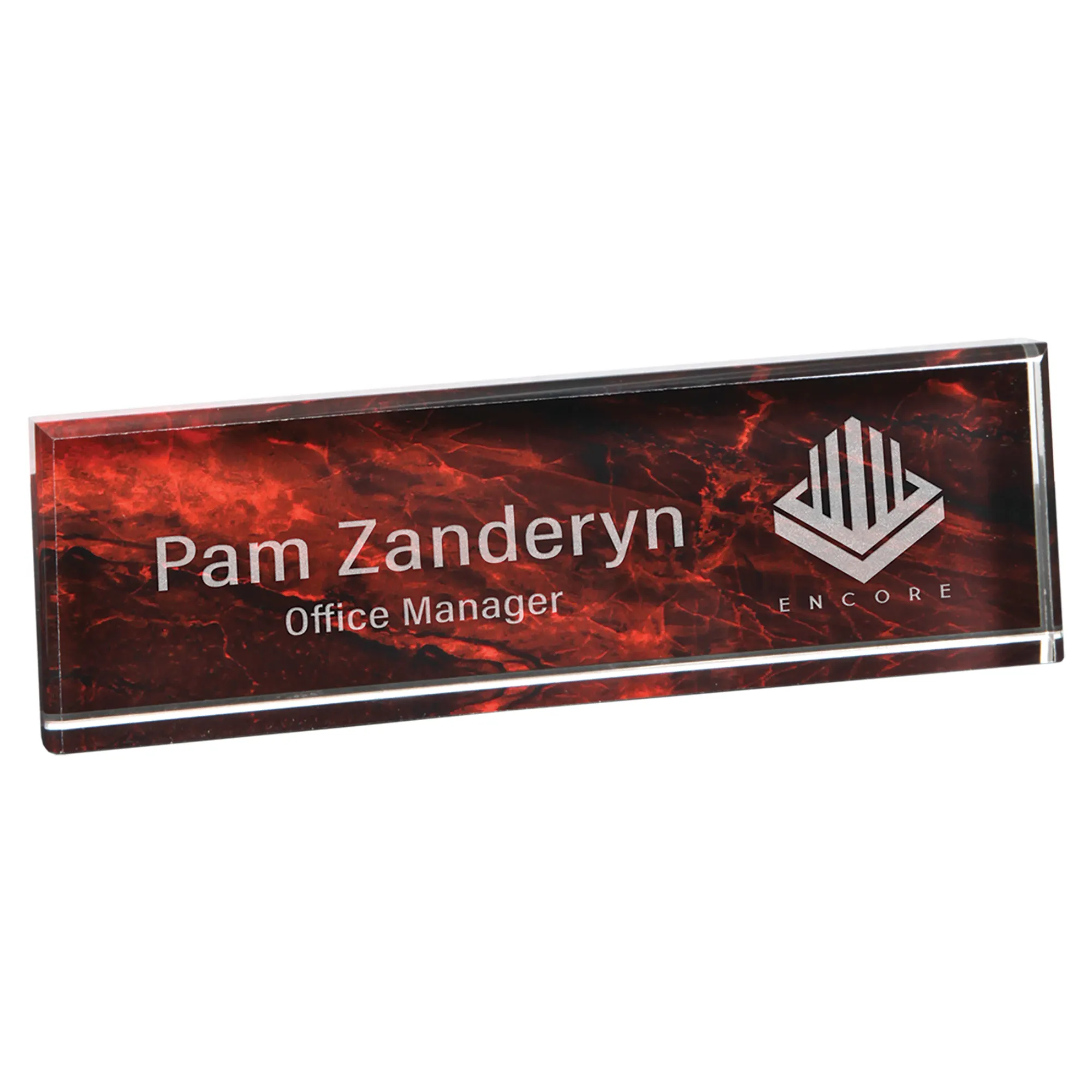 9 1/2" x 2 3/4" Red Marble Acrylic Name Bar 4