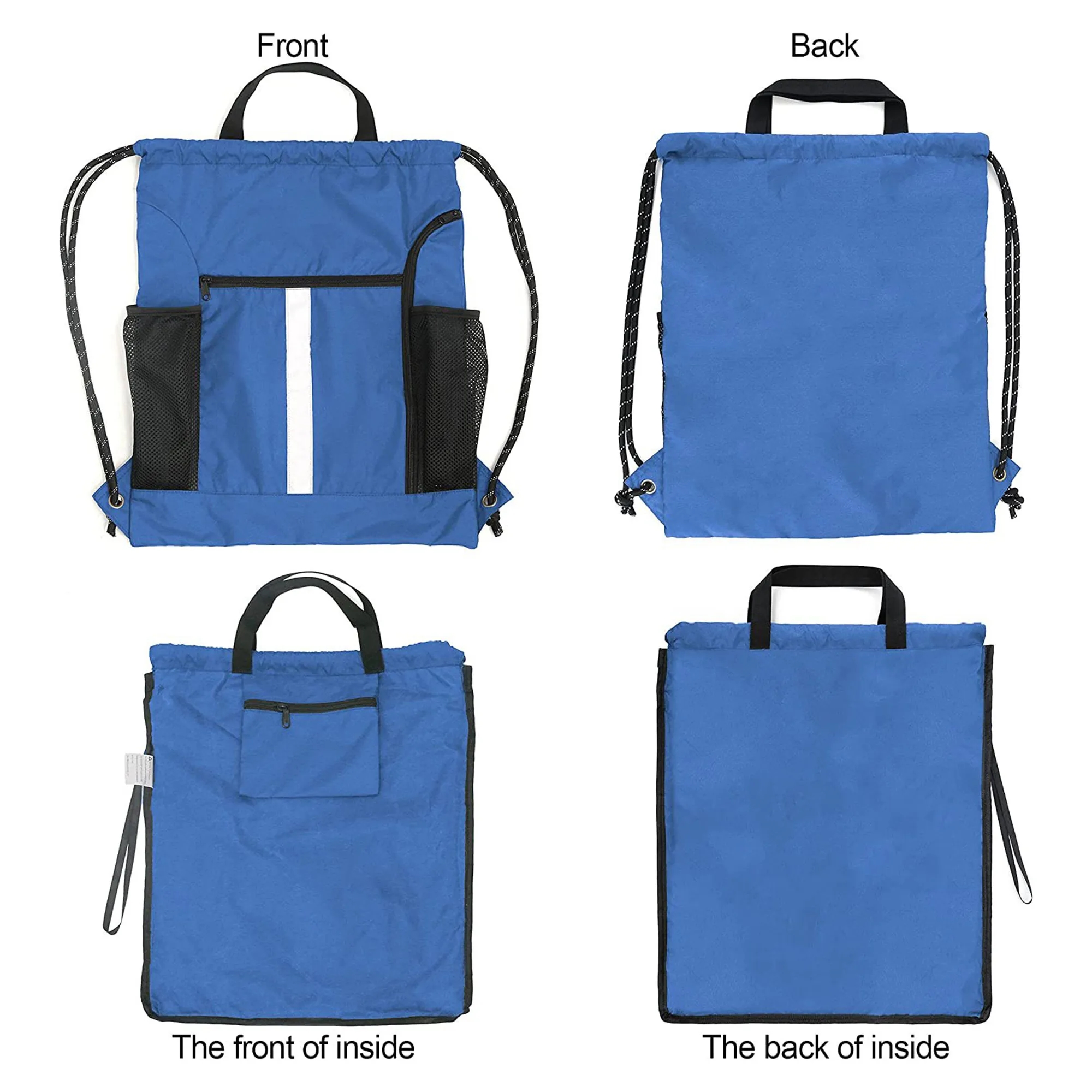 Drawstring Backpack Sports Gym Bag With Shoe Compartment 5