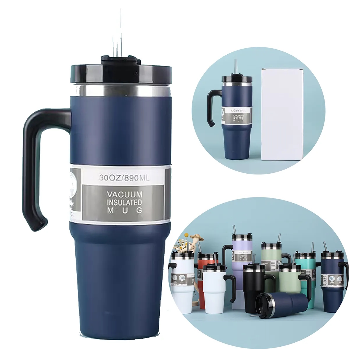 30oz Insulated Stainless Steel Tumbler With Lid And Straw 2
